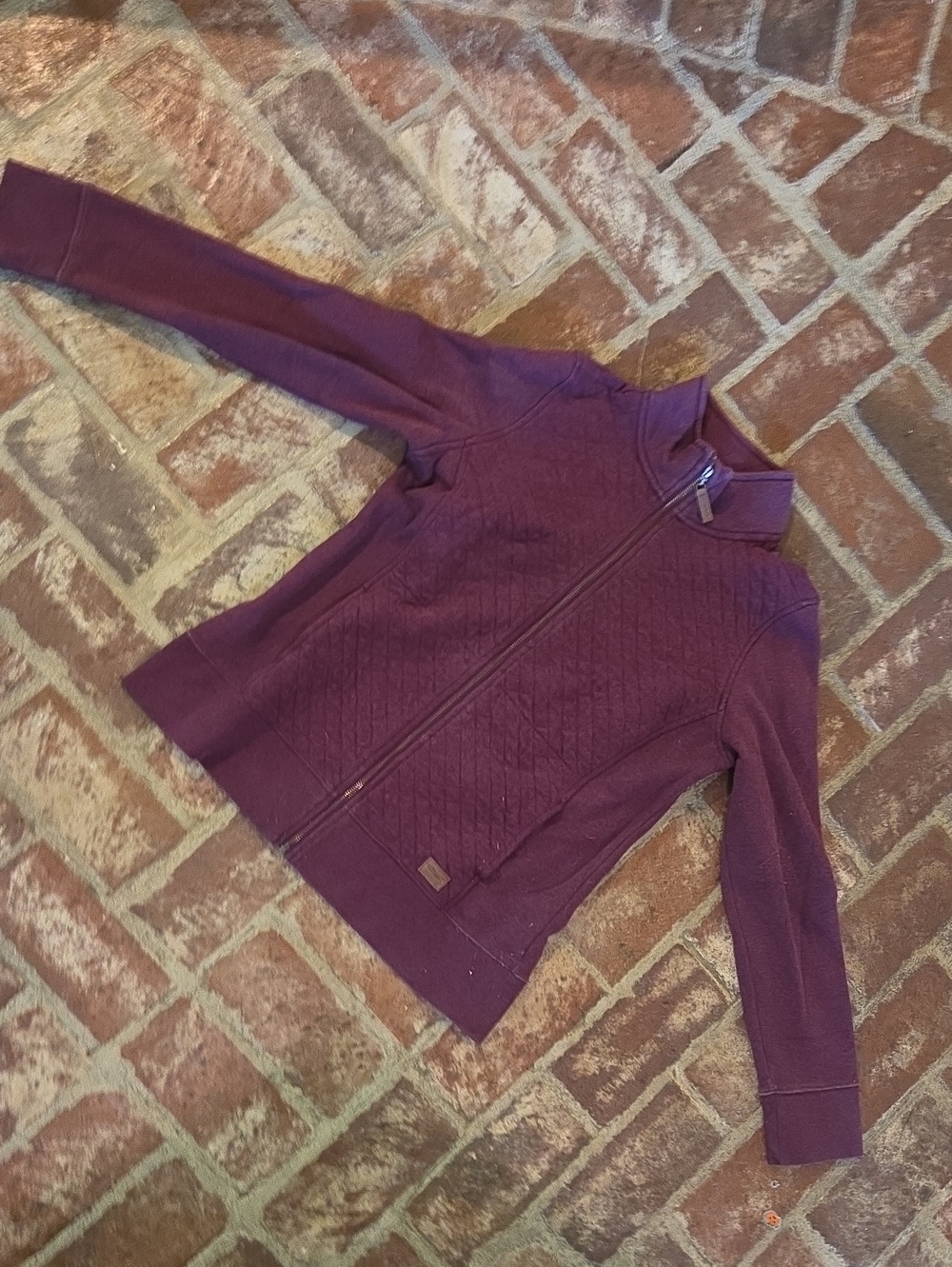 L.L. Bean Quilted Merlot/Plum Zip-Up Sweater Jacket
